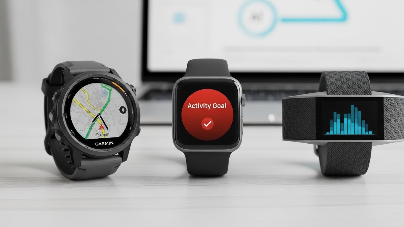 Man standing in an office looking at a printed sedentary lifestyle report with a smart watch showing activity data.
