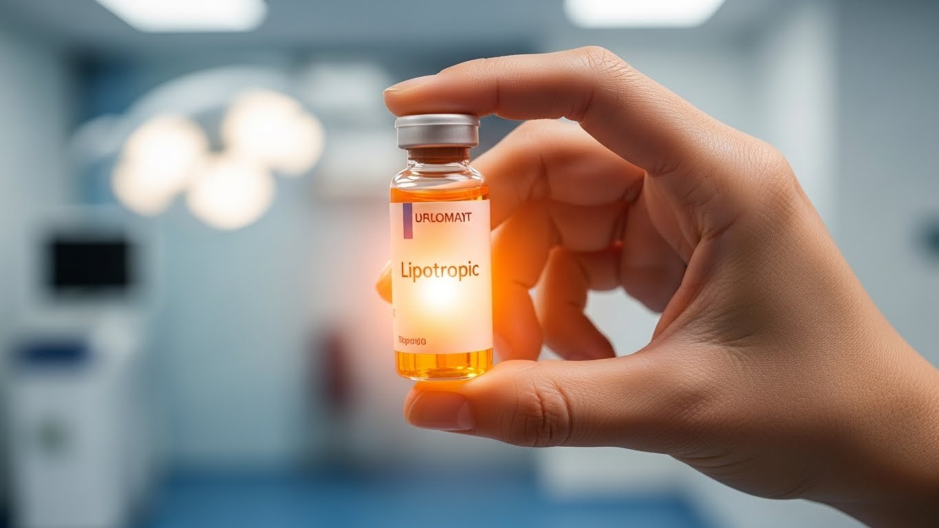 Hand holding a bright colored vial of Weight Loss Shot representing the 2026 trend comparison.